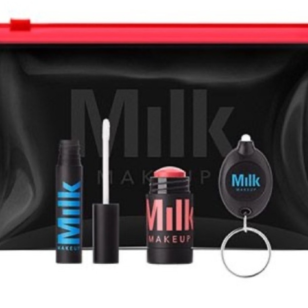 Milk Makeup Lip + Cheek Set Blacklit Black Light Glow Make Up Kit With Pouch Bag